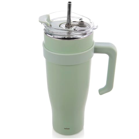 ⁨STALOWY KUBEK TERMICZNY TERMOS 1200ml Z RĄCZKĄ I SŁOMKĄ ORION 112282 MIĘTOWY⁩ w sklepie Wasserman.eu