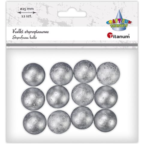 ⁨Kulki styropianowe 25mm (12 sztuk) srebrne 623442 TITANUM⁩ w sklepie Wasserman.eu