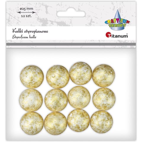 ⁨Kulki styropianowe 25mm (12 sztuk) złote 623438 TITANUM⁩ w sklepie Wasserman.eu