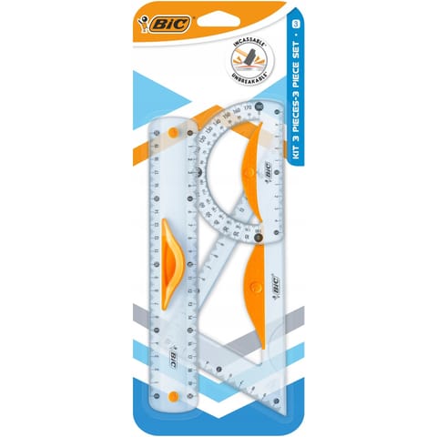 ⁨Komplet geometryczny z linijką 20cm z uchwytem + ekierka+kątomierz 9927281 BIC⁩ w sklepie Wasserman.eu