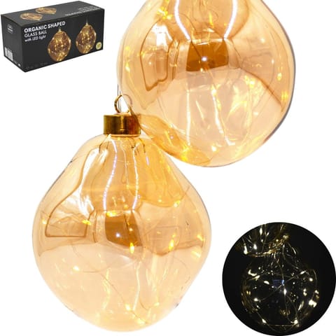 ⁨BOMBKA FORMÓWKA SZKLANA KROPLA 2SZT LED 12CM GOLD⁩ w sklepie Wasserman.eu