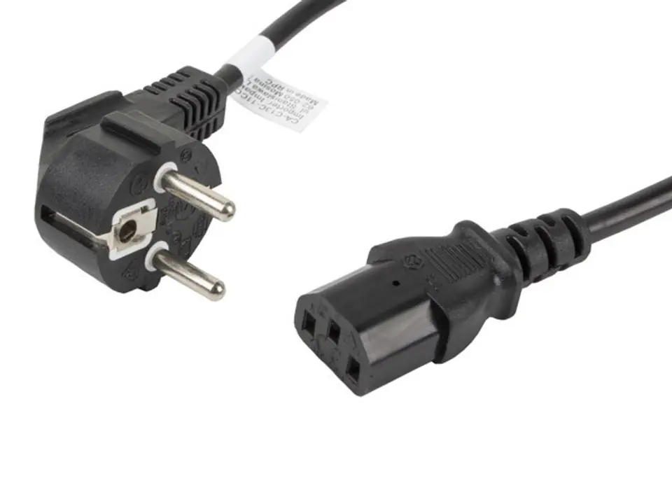 ⁨Kabel Lanberg CA-C13C-11CC-0018-BK (C13 / IEC C13 / IEC 320 C13 F - Schuko M; 1,8m; kolor czarny)⁩ w sklepie Wasserman.eu