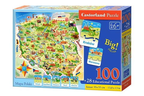 Castorland Mapa Polski 100ele i quiz Puzzle CA0010 w sklepie Wasserman.eu