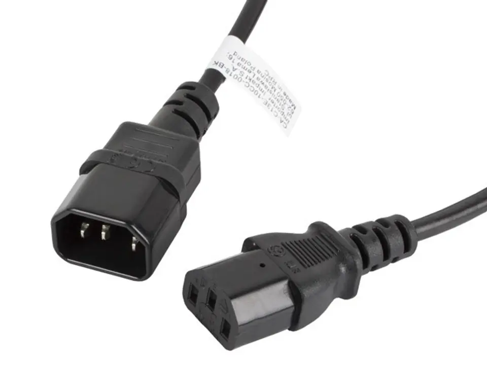 ⁨Extension power cable IEC 320 C13 - C14 1.8M black⁩ at Wasserman.eu