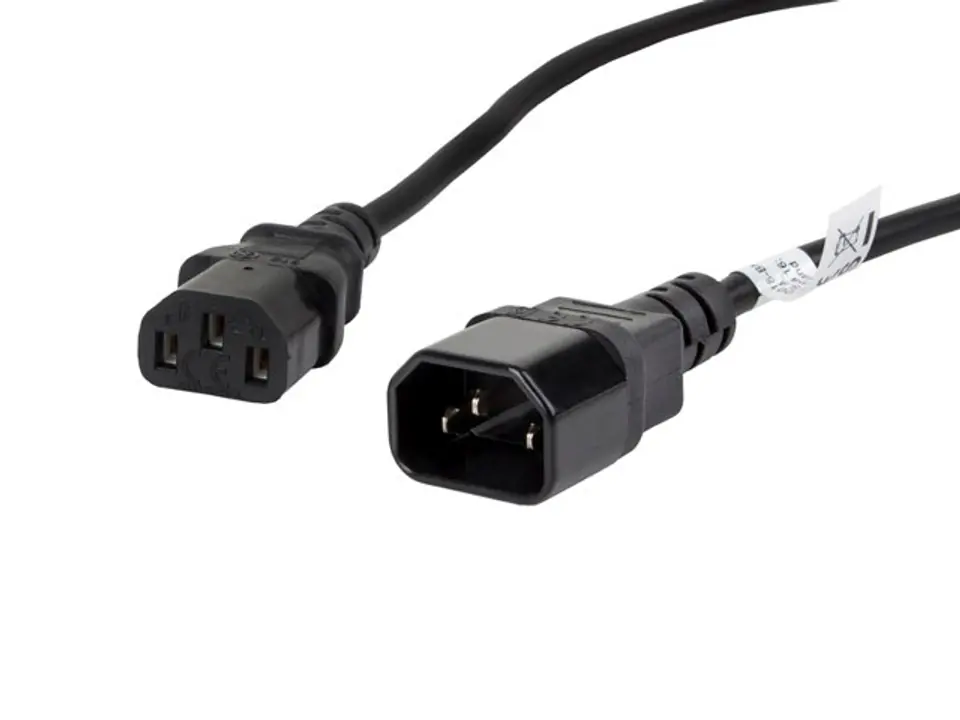 ⁨Lanberg Extension Cable CA-C13E-11CC-0018-BK (C13 / IEC C13 / IEC 320 C13 M - C14 F; 1,8m; black)⁩ at Wasserman.eu