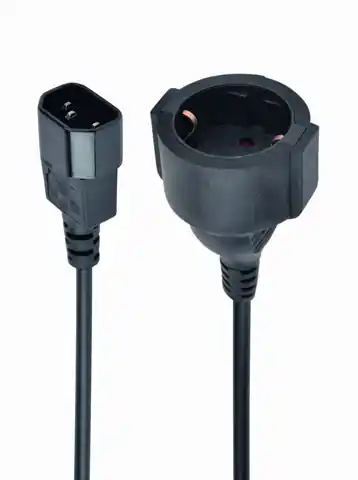 ⁨Adapter GEMBIRD PC-SFC14M-01 (C14 / IEC C14 / IEC 320 C14 M - Schuko, Shuko F; 0,15m; kolor czarny)⁩ w sklepie Wasserman.eu