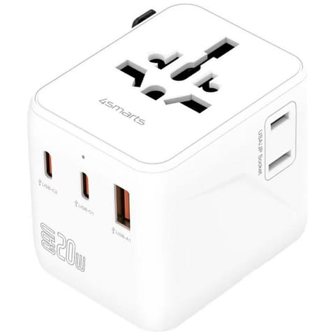 ⁨Adapter podróżny 4smarts Nomad GaN 20W   2C+1A biały⁩ w sklepie Wasserman.eu