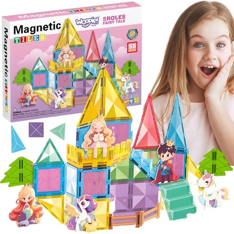 ⁨WOOPIE Klocki Magnetyczne Konstrukcyjne 3D Zestaw Edukacyjny Bajkowy Zamek 55el.⁩ w sklepie Wasserman.eu