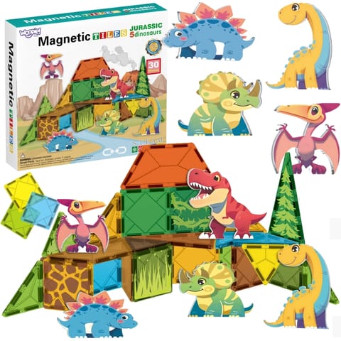 ⁨WOOPIE Magnetyczne Klocki Konstrukcyjne 7,5 cm Dino 30 el.⁩ w sklepie Wasserman.eu