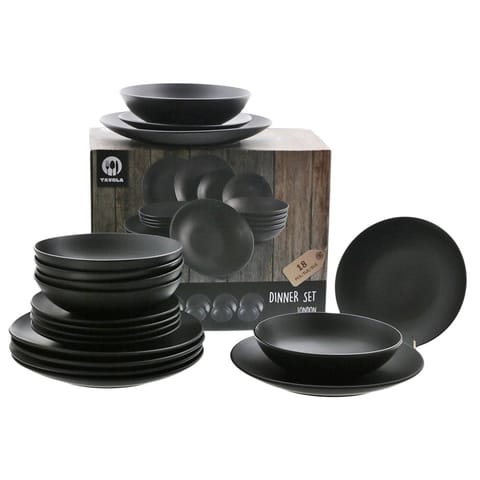 ⁨KOMPLET OBIADOWY BLACK LONDON DLA 6 OSÓB 18 ELEM.⁩ w sklepie Wasserman.eu