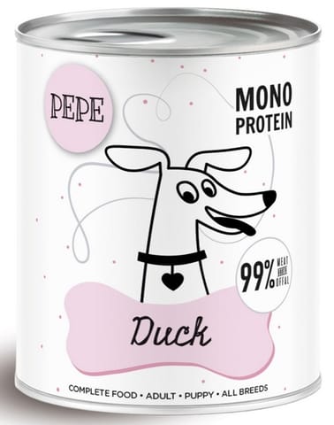 ⁨Paka Zwierzaka PEPE Duck (kaczka) puszka 800g⁩ w sklepie Wasserman.eu