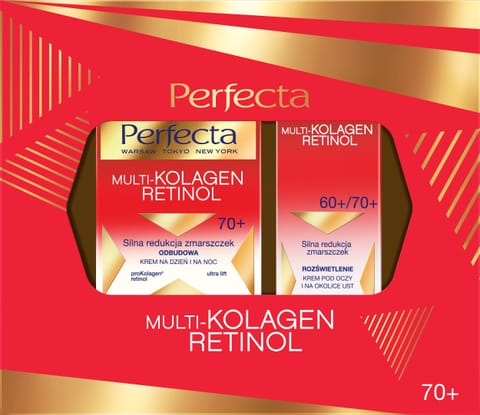 ⁨PERFECTA Zestaw prezentowy Multikolagen Retinol 70+ (Krem przeciwzmarszczkowy do twarzy 50ml + Krem pod oczy 15ml)⁩ w sklepie Wasserman.eu