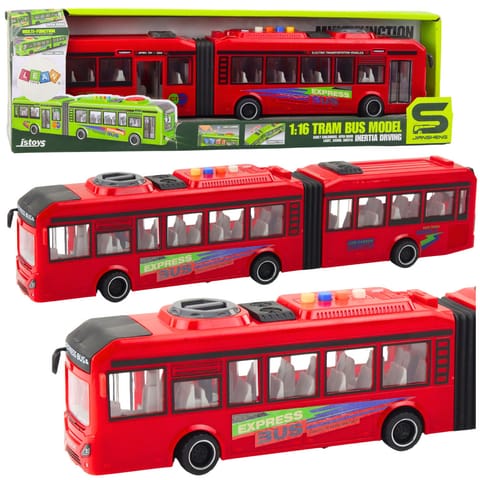 ⁨Autobus Przegubowy Otwierane Drzwi Światła Dźwięki Czerwony 1:16⁩ w sklepie Wasserman.eu