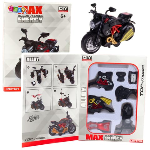 ⁨Motocykl Do Składania Skręcania Metal 1:14 DIY Czerwony⁩ w sklepie Wasserman.eu