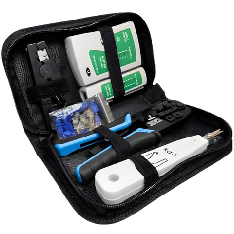 Zaciskarka tester kabli sieciowych internetowych wtyki RJ45 - zestaw w sklepie Wasserman.eu