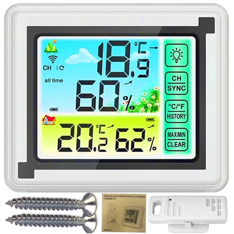 ⁨Stacja pogody bezprzewodowa termometr higrometr 1 czujnik zewnętrzny -20-70C⁩ w sklepie Wasserman.eu
