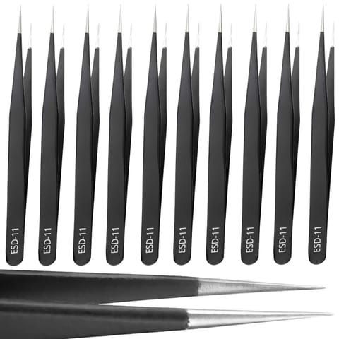 ⁨Pęseta antymagnetyczna stalowa ESD-11 14 cm - 10 szt.⁩ w sklepie Wasserman.eu