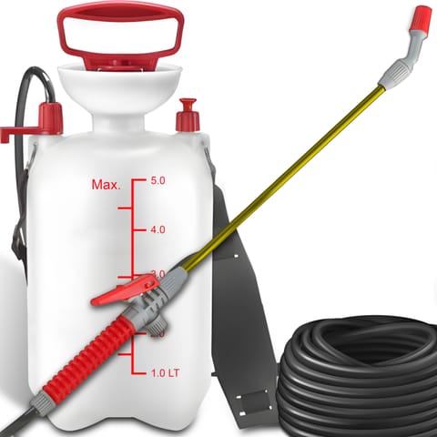 ⁨Opryskiwacz ogrodowy ręczny ciśnieniowy 5 l - biało czerwony⁩ w sklepie Wasserman.eu