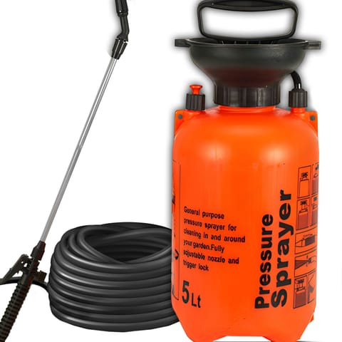 ⁨Opryskiwacz ogrodowy ręczny ciśnieniowy 5 l - pomarańczowy⁩ w sklepie Wasserman.eu