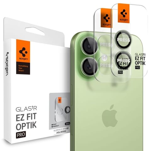 ⁨Spigen Optik Pro GLAS.TR EZ Fit Camera Protector 2-Pack - Szkło ochronne na obiektyw do iPhone 16 / 16 Plus / 17 (2 szt) (Green)⁩ w sklepie Wasserman.eu