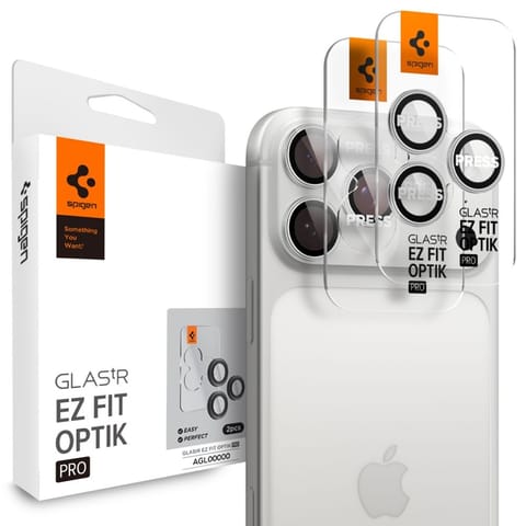 ⁨Spigen Optik Pro GLAS.TR EZ Fit Camera Protector 2-Pack - Szkło ochronne na obiektyw do iPhone 16 Pro / 16 Pro Max / 17 Pro / 17 Pro Max (2 szt) (Silver)⁩ w sklepie Wasserman.eu