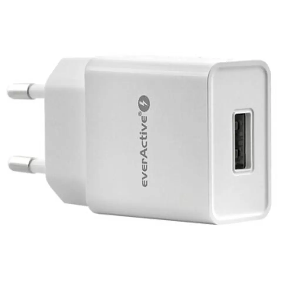 ⁨Ładowarka sieciowa everActive SC-200 (USB; kolor biały)⁩ w sklepie Wasserman.eu