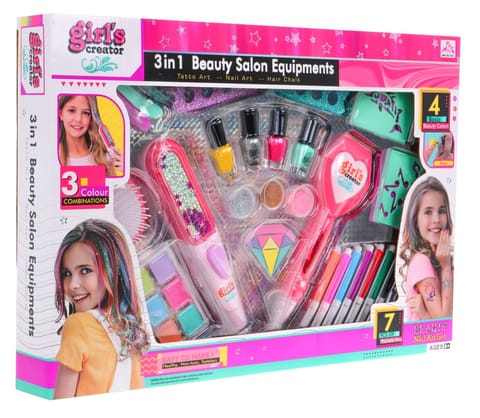 ⁨Mega zestaw do stylizacji 3w1 dla dziewczynki - Kolorowe włosy + Manicure + Tatuaże⁩ w sklepie Wasserman.eu