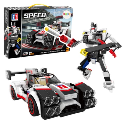 ⁨Klocki Konstrukcyjne Auto Sportowe Wyścigówka Robot 2w1 Biały 341 el.⁩ w sklepie Wasserman.eu
