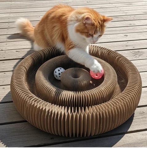 Zolux Chatouille Drapka tekturowa składana podwójna z piłkami i kocimiętką w sklepie Wasserman.eu