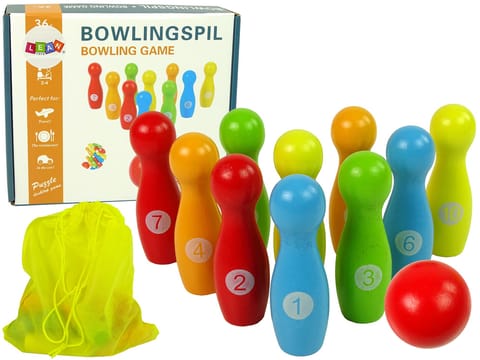 ⁨Drewniane Kręgle Gra Zręcznościowa Bowling Kręgielnia 11 El.⁩ w sklepie Wasserman.eu