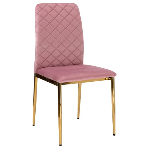 ⁨Krzesło welurowe tapicerowane MAVERIK Velvet gold różowe⁩ w sklepie Wasserman.eu