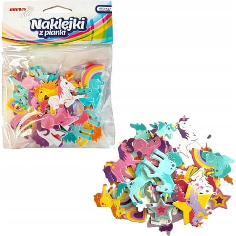⁨Naklejki z pianki jednorożce i tęcza 22szt. PVC66 BREWIS⁩ w sklepie Wasserman.eu