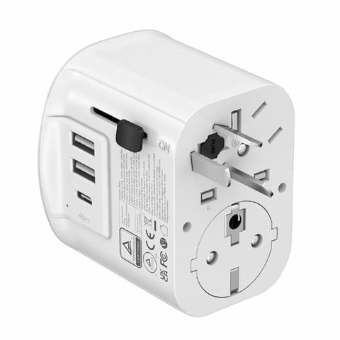 ⁨Uniwersalny adapter zasilania Gembird TPA-EU2A1C15-01-W z ładowarką 1 x USB-C, 2 x USB-A, 15W, GaN, biały⁩ w sklepie Wasserman.eu