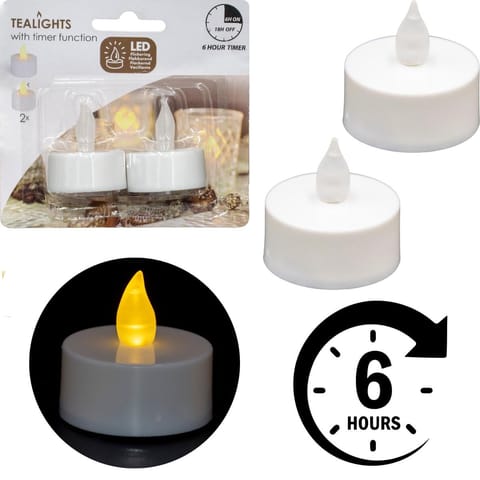 ⁨ZESTAW 2 ŚWIECZEK TEA LIGHT LED TIMER BIAŁY⁩ w sklepie Wasserman.eu