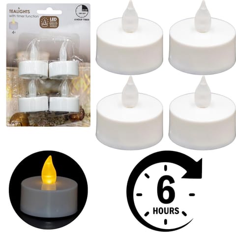 ⁨ZESTAW 4 ŚWIECZEK TEA LIGHT LED TIMER BIAŁY⁩ w sklepie Wasserman.eu