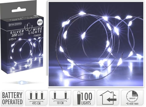 ⁨Łańcuch świetlny TIMER SREBRNY DRUT 100L⁩ w sklepie Wasserman.eu