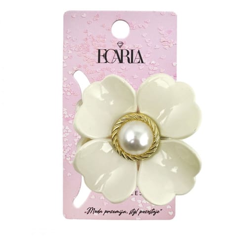 ⁨Spinka do włosów, klamra kwiat z perłą biała SP355B⁩ w sklepie Wasserman.eu