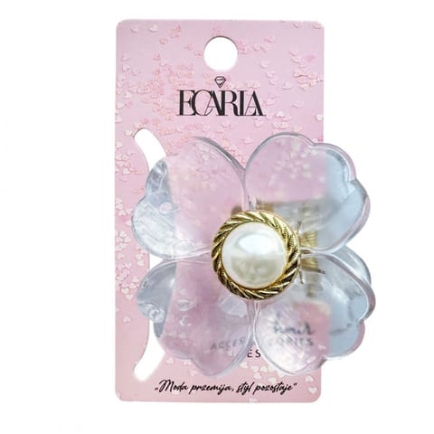 ⁨Spinka do włosów klamra XL kwiat transparentny złoty perła 6,5 x 6,5 cm SP271⁩ w sklepie Wasserman.eu