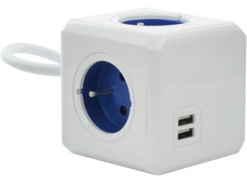 ⁨Przedłużacz allocacoc PowerCube Extended USB 2402BL/FREUPC (1,5m; kolor niebieski)⁩ w sklepie Wasserman.eu