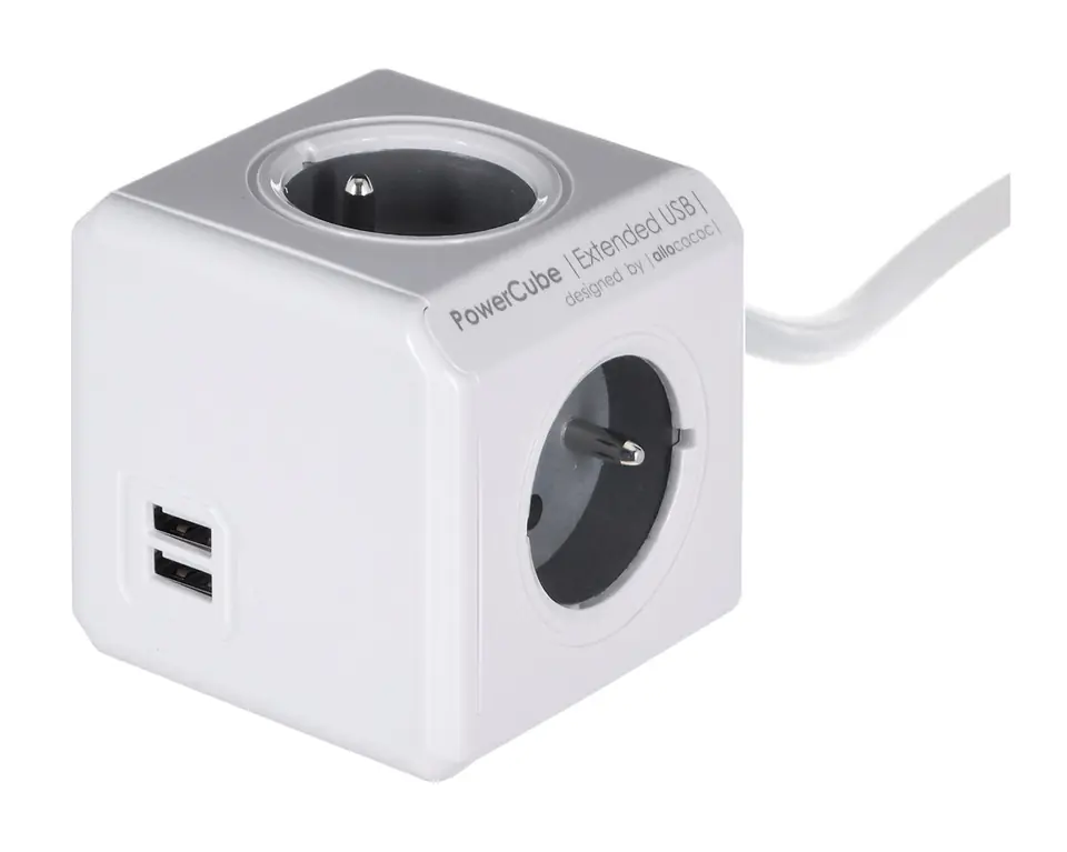 ⁨Przedłużacz allocacoc PowerCube Extended USB 2404/FREUPC (3m; kolor szary)⁩ w sklepie Wasserman.eu