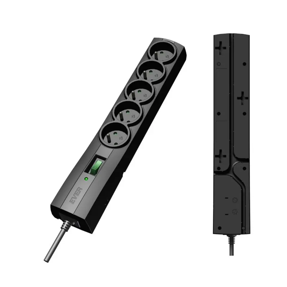 ⁨Ever T/LZ09-CLA050/0000 Surge protector Power strip Black 5 sockets⁩ at Wasserman.eu