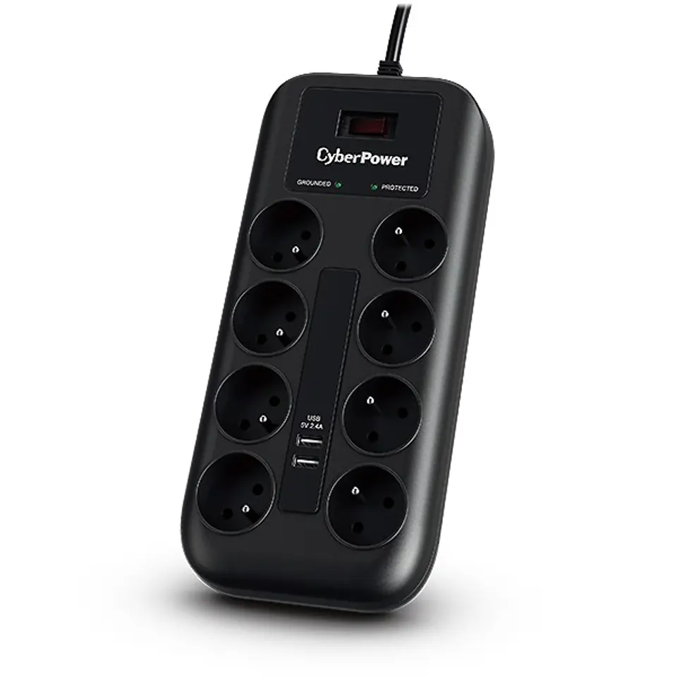 ⁨CyberPower Tracer III P0820SUF0-FR surge protector Black 8 AC outlet(s) 200 - 250 V 1.8 m⁩ at Wasserman.eu