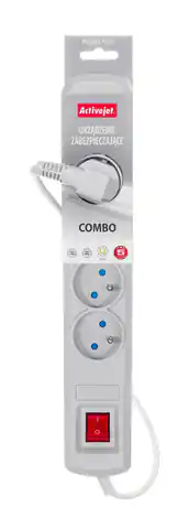 ⁨Activejet grey power strip with cord ACJ COMBO 5G/1,5M/BEZP. AUT/S⁩ at Wasserman.eu