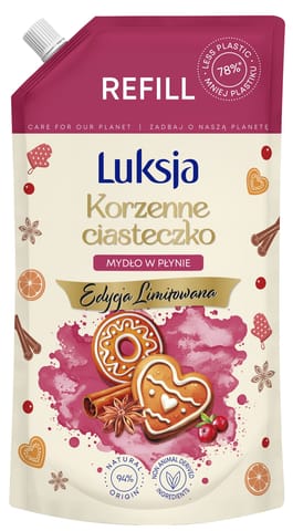 ⁨LUKSJA Mydło w płynie Korzenne Ciasteczko - zapas 900 ml⁩ w sklepie Wasserman.eu