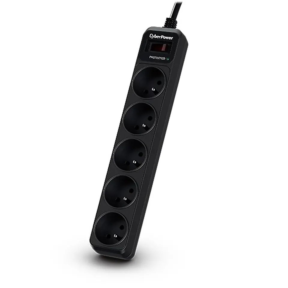 ⁨CyberPower Tracer III B0520SC0-FR surge protector Black 5 AC outlet(s) 200 - 250 V 1.8 m⁩ at Wasserman.eu