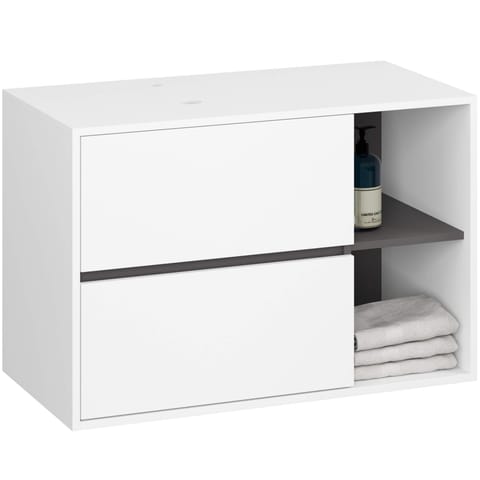 ⁨SZAFKA ŁAZIENKOWA POD UMYWALKĘ Z OTWORAMI VAMI W90 UM 2SZ 2P BIAŁA / GRAFIT SZARY⁩ w sklepie Wasserman.eu