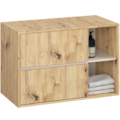 ⁨SZAFKA ŁAZIENKOWA POD UMYWALKĘ Z OTWORAMI VAMI W90 UM 2SZ 2P DĄB ARTISAN / KASZMIR⁩ w sklepie Wasserman.eu