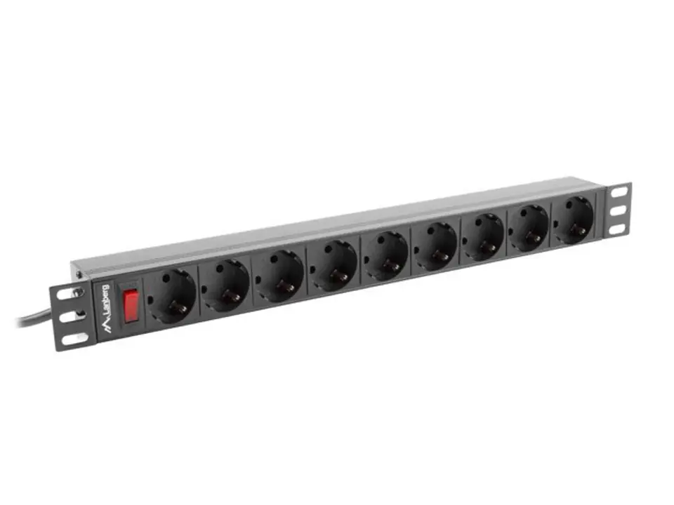 ⁨LANBERG LISTWA ZASILAJĄCA RACK 19" PDU 1U, 16A, 9X SHUKO, 3M PDU-09F-0300-BK⁩ w sklepie Wasserman.eu