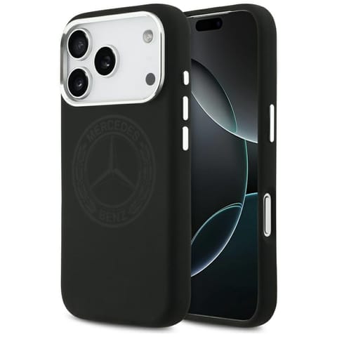 ⁨Etui Mercedes Silicone Vintage Logo      MagSafe do iPhone 17 Pro czarny⁩ w sklepie Wasserman.eu