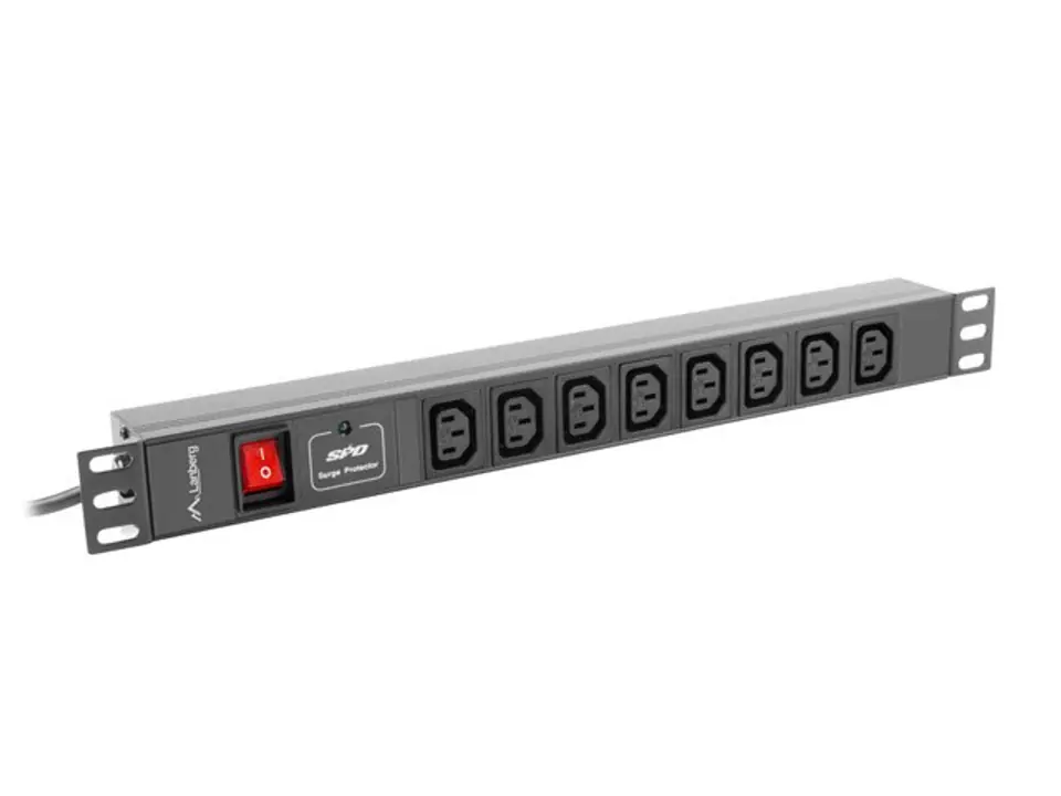 ⁨LANBERG LISTWA ZASILAJĄCA RACK 19" PDU PDU-08I-0200-C20-BK (1U, 16A, 8X IEC C13, 2M, WTYK C20)⁩ w sklepie Wasserman.eu